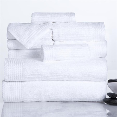 Lavish Home Lavish Home 67-0021-W Ribbed 100 Percent Cotton Towel Set; White - 10 Piece 67-0021-W